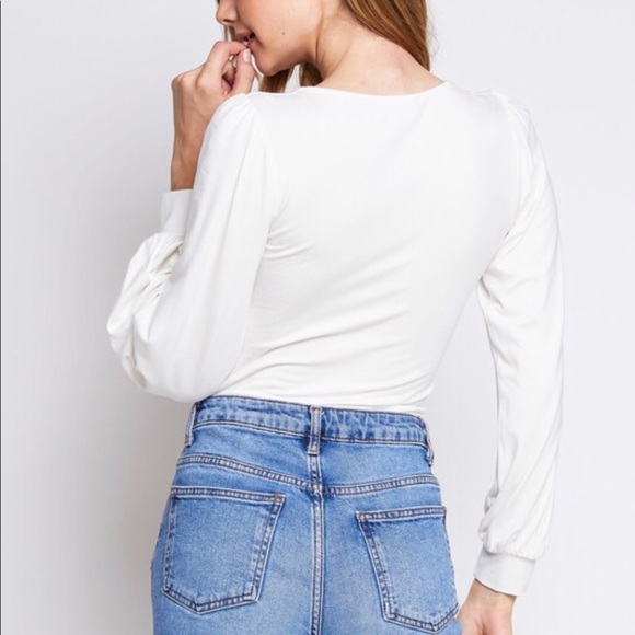 White plunging neck body suit - Picture 5 of 8